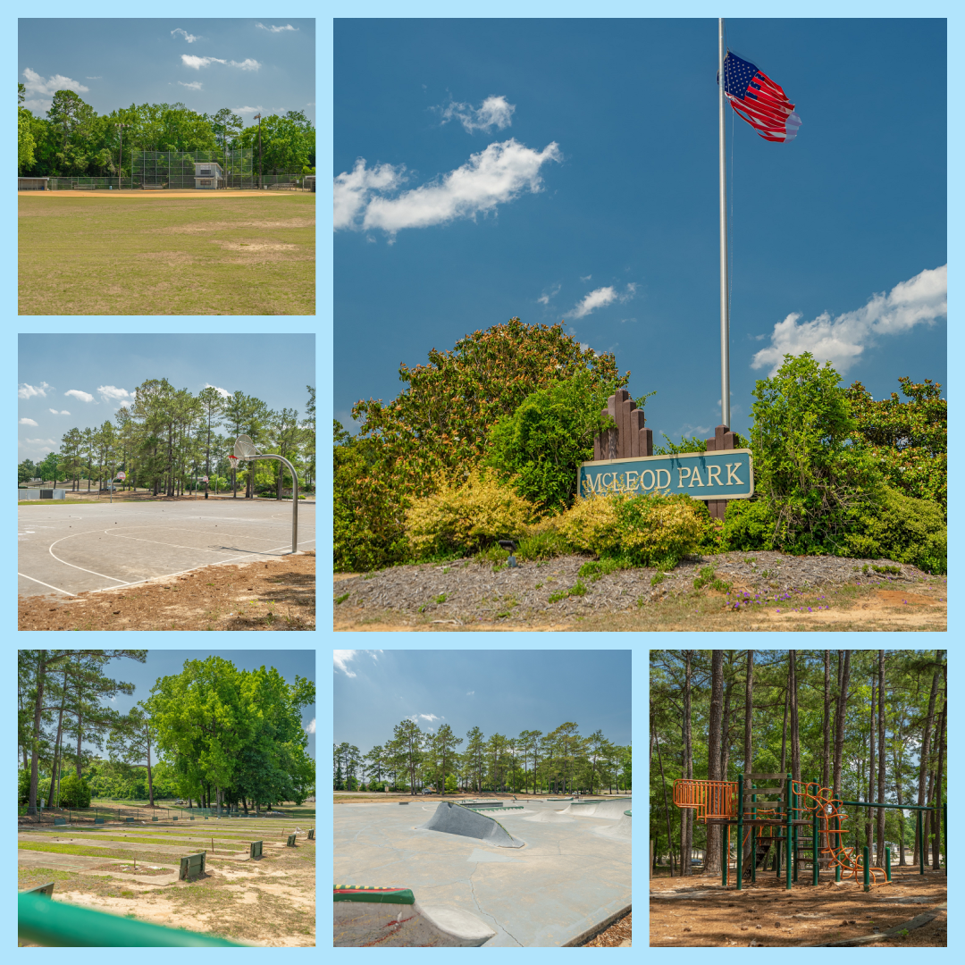 Baseball Field, Basketball Court, Horseshoe Facility, Skate Park, Playground