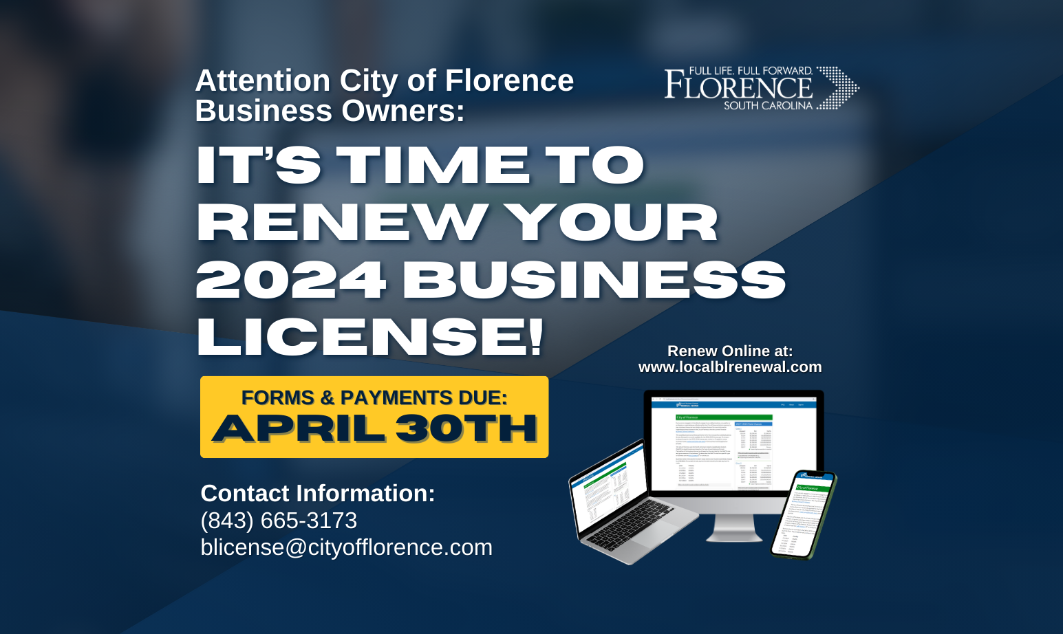 Business License Renewals for 2024 City of Florence, SC